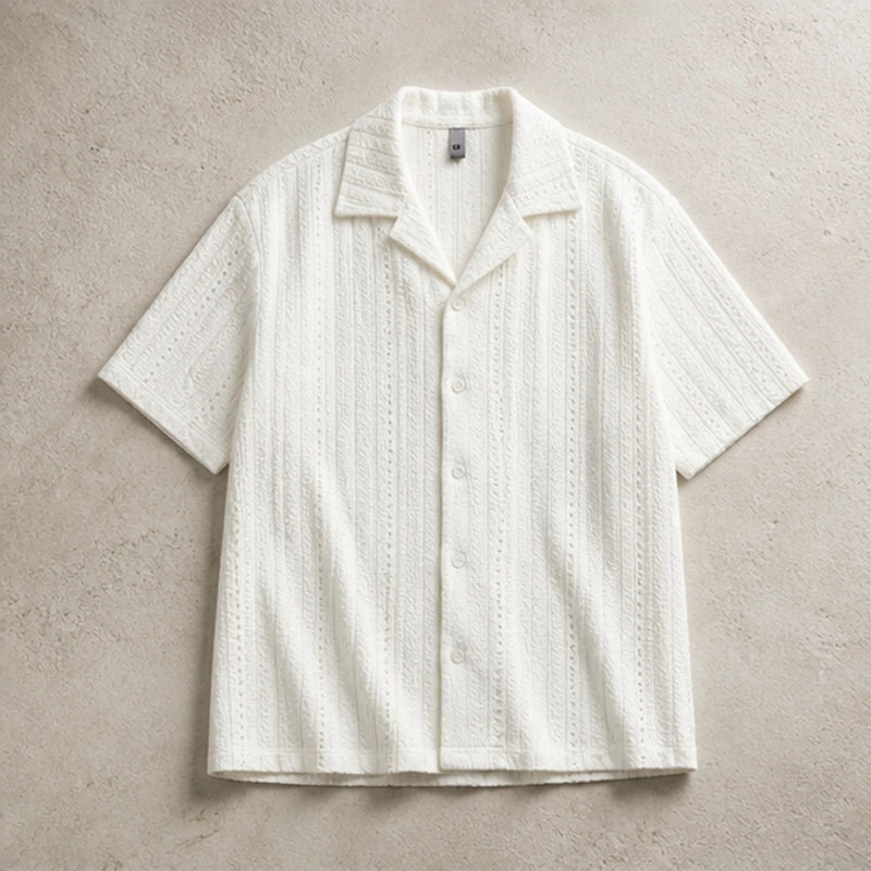 Ambrose Cuban Collar Shirt - White - Shirt - Brondals - Image 1