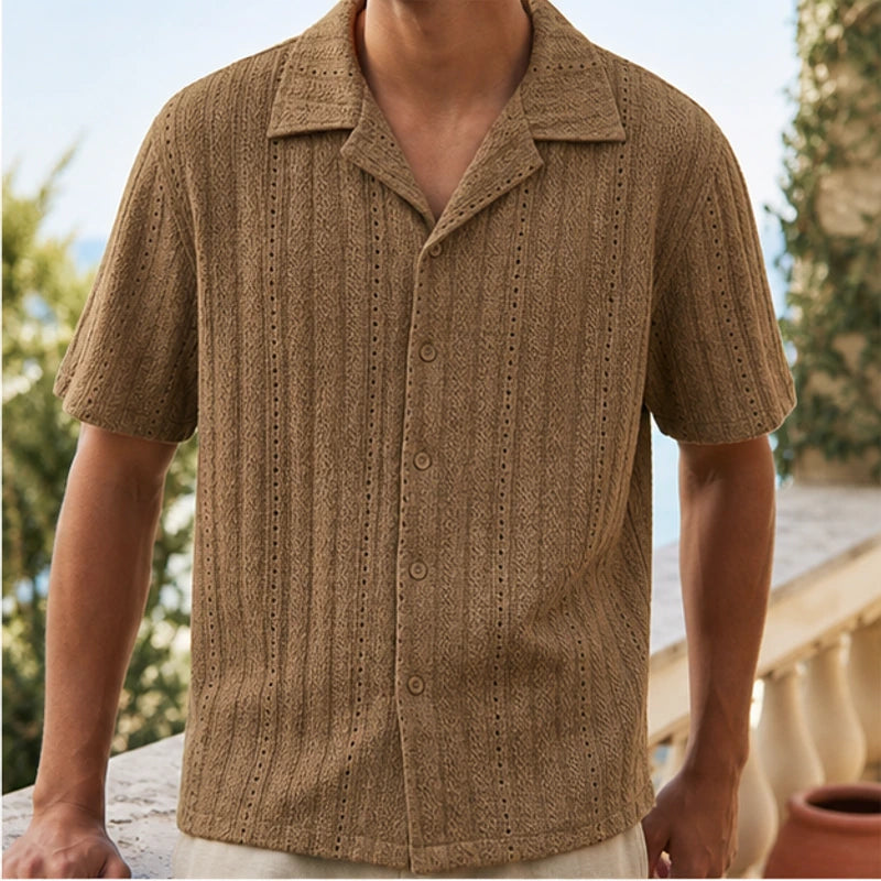 Ambrose Cuban Collar Shirt - Brown - camp collar - Brondals - Image 4