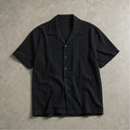 Ambrose Cuban Collar Shirt - Black - Shirt - Brondals - Image 1