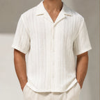 Ambrose Cuban Collar Shirt - White - mens shirt - Brondals - Image 2