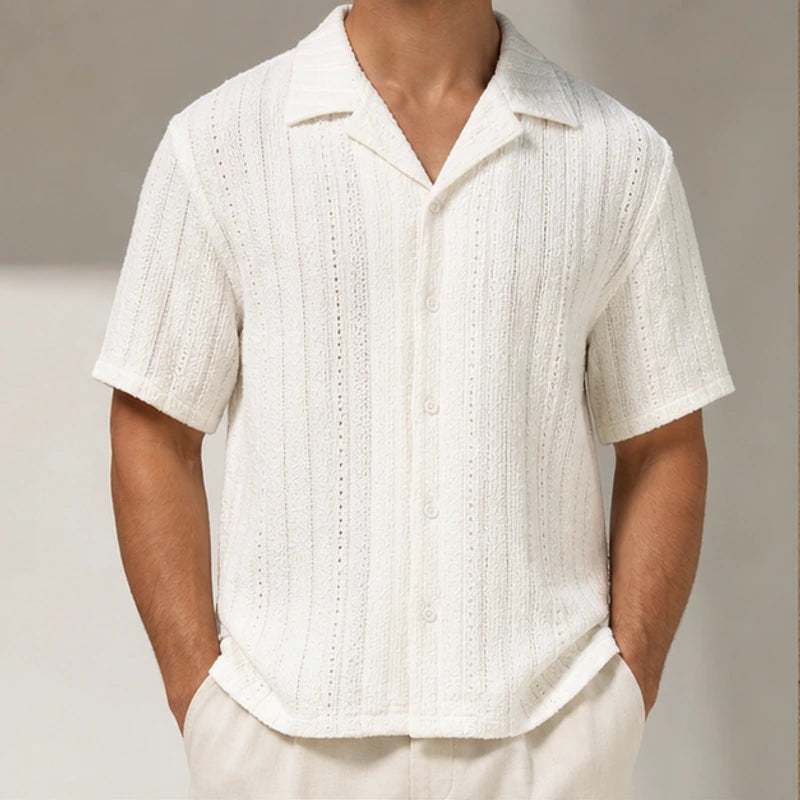 Ambrose Cuban Collar Shirt - White - mens shirt - Brondals - Image 2