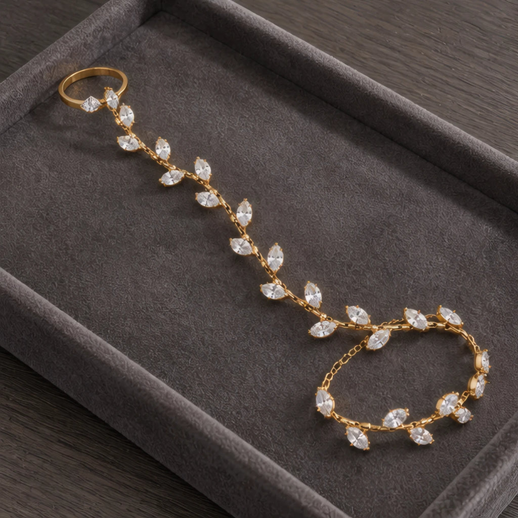 Annabel Crystal Vine Handpiece - Gold - Women's Accessories > Jewelry > Hand Chains - Brondals - Image 2