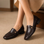 Annika Square-Toe Leather Loafers - Espresso - women's heels - Brondals - Image 4