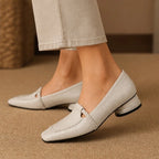 Annika Square-Toe Leather Loafers - Bone - Women's Footwear > Loafers > Low Heel Loafers - Brondals - Image 1