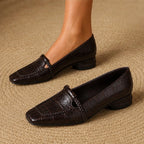 Annika Square-Toe Leather Loafers - Espresso - Women's Footwear > Loafers > Low Heel Loafers - Brondals - Image 1