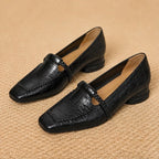 Annika Square-Toe Leather Loafers - Black - leather loafer - Brondals - Image 2