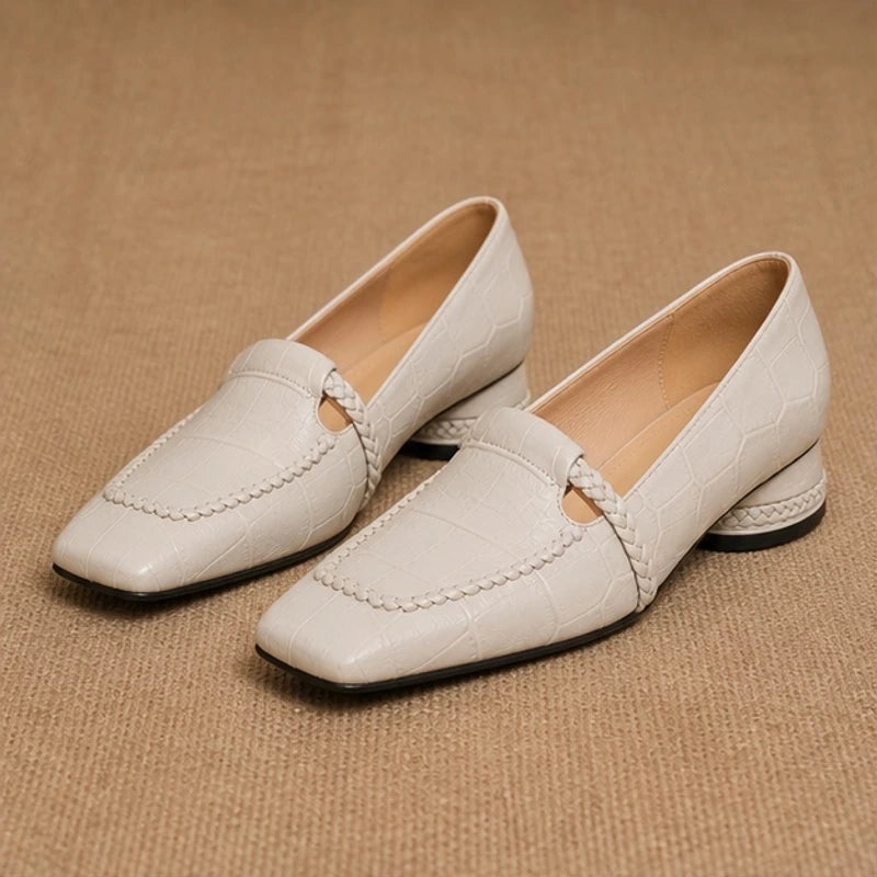 Annika Square-Toe Leather Loafers - Bone - Leather loafers - Brondals - Image 3