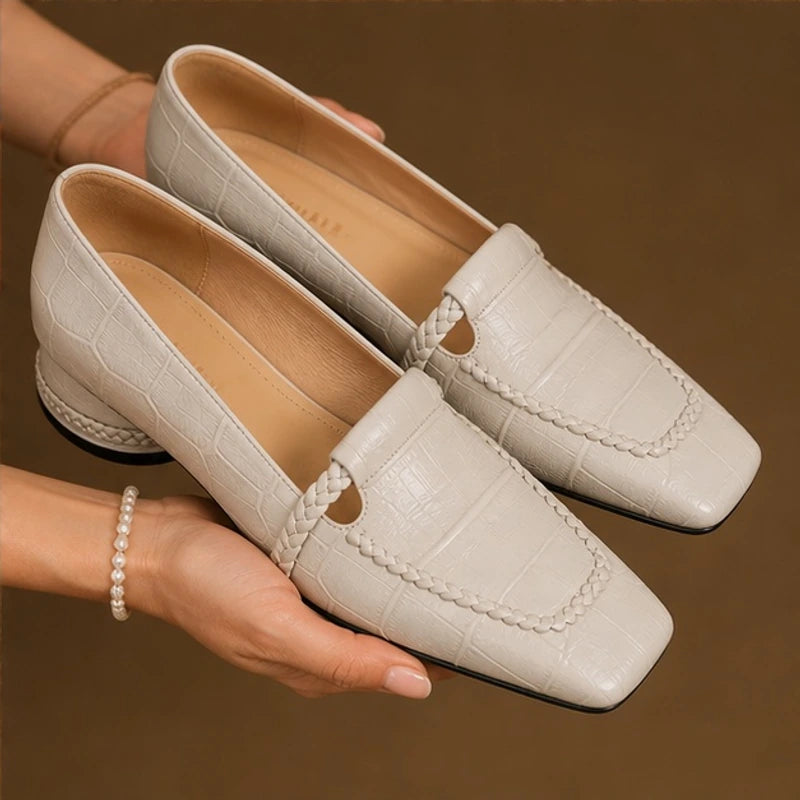 Annika Square-Toe Leather Loafers - Bone - female - Brondals - Image 5