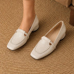 Annika Square-Toe Leather Loafers - Bone - leather loafer - Brondals - Image 2