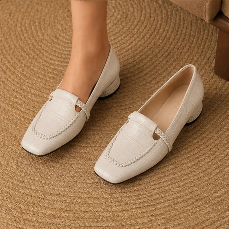 Annika Square-Toe Leather Loafers - Bone - leather loafer - Brondals - Image 2