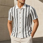 Ansel Contrast Knit Polo Shirt - White - knit polo shirt - Brondals - Image 3