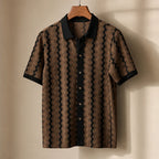 Ansel Contrast Knit Polo Shirt - Brown - Polo - Brondals - Image 1