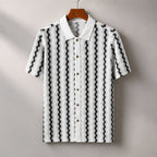 Ansel Contrast Knit Polo Shirt - White - Polo - Brondals - Image 1