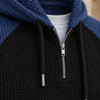Anselm Waffle-Knit Half-Zip Hoodie - Navy Black - half-zip hoodie - Brondals - Image 4