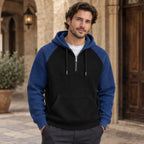 Anselm Waffle-Knit Half-Zip Hoodie - Navy Black - Clothing > Hoodies > Half-Zip Hoodies - Brondals - Image 1
