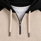 Anselm Waffle-Knit Half-Zip Hoodie - Black Beige - half-zip hoodie - Brondals - Image 4