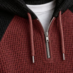 Anselm Waffle-Knit Half-Zip Hoodie - Black Maroon - half-zip hoodie - Brondals - Image 4