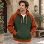 Anselm Waffle-Knit Half-Zip Hoodie - Brown Green - Clothing > Hoodies > Half-Zip Hoodies - Brondals - Image 1