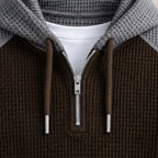 Anselm Waffle-Knit Half-Zip Hoodie - Gray Brown - half-zip hoodie - Brondals - Image 4
