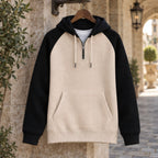 Anselm Waffle-Knit Half-Zip Hoodie - Black Beige - hoodie - Brondals - Image 3