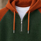 Anselm Waffle-Knit Half-Zip Hoodie - Brown Green - half-zip hoodie - Brondals - Image 4