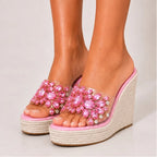 Antonella Crystal Floral Wedge - Pink - wedge heels - Brondals - Image 3
