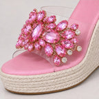 Antonella Crystal Floral Wedge - Pink - Shoes - Brondals - Image 1