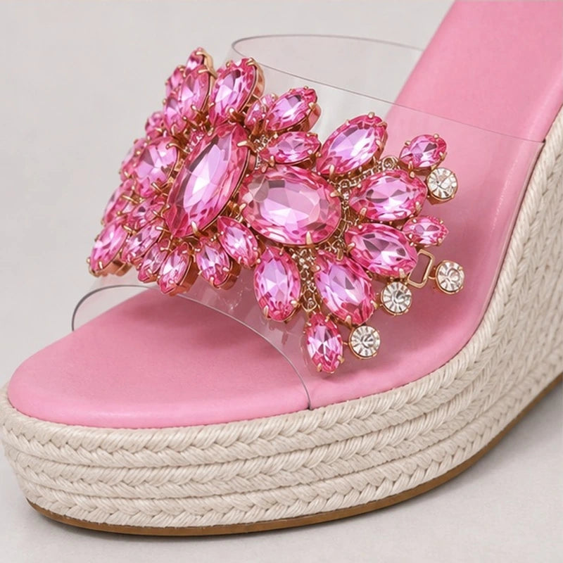 Antonella Crystal Floral Wedge - Pink - Shoes - Brondals - Image 1
