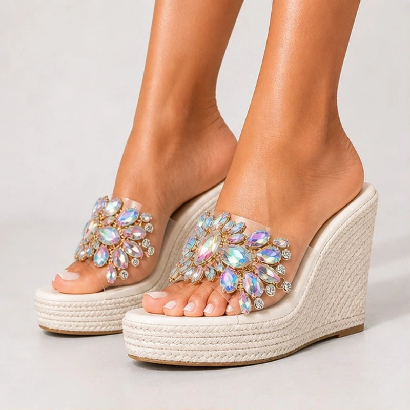 Antonella Crystal Floral Wedge - White - wedge heels - Brondals - Image 3