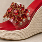 Antonella Crystal Floral Wedge - Red - Shoes - Brondals - Image 1