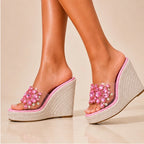 Antonella Crystal Floral Wedge - Pink - espadrille sandals - Brondals - Image 4