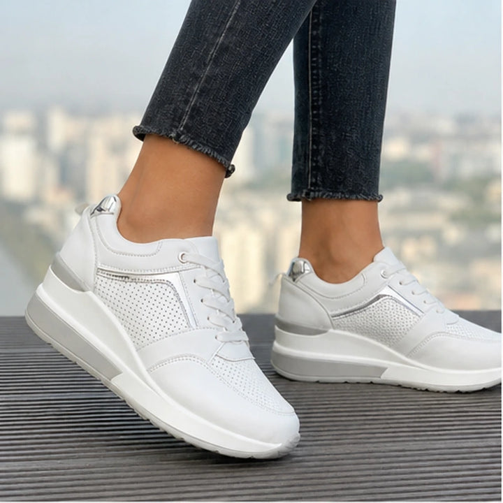 Aria Wedge Comfort Sneaker - White - vegan leather - Brondals - Image 4