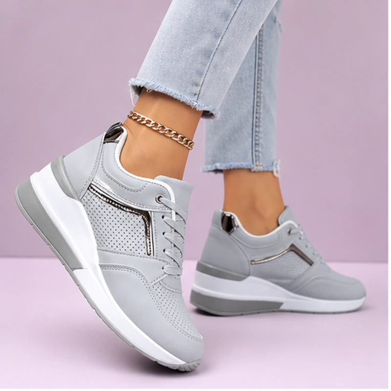 Aria Wedge Comfort Sneaker - Gray - orthopedic sole - Brondals - Image 5
