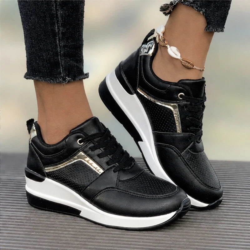 Aria Wedge Comfort Sneaker - Black - wedge sneakers - Brondals - Image 3