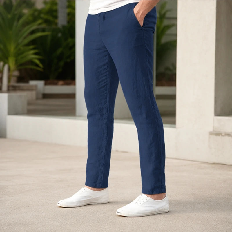 Arlington Lightweight Linen Trousers - Navy - cotton linen blend - Brondals - Image 4