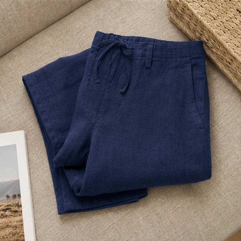 Arlington Lightweight Linen Trousers - Navy - mens pants - Brondals - Image 2