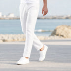 Arlington Lightweight Linen Trousers - White - cotton linen blend - Brondals - Image 4