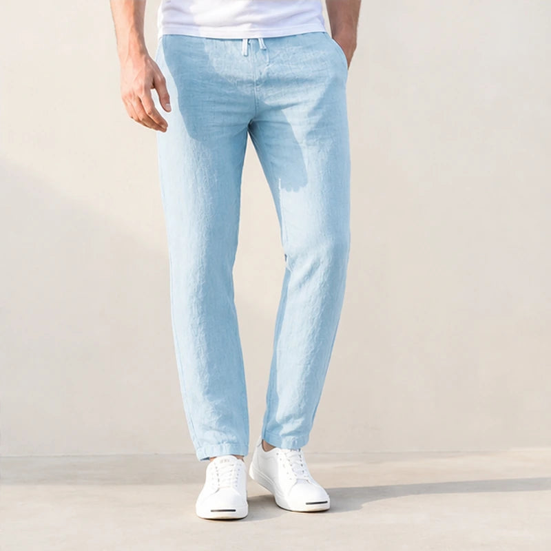 Arlington Lightweight Linen Trousers - Light Blue - relaxed fit - Brondals - Image 5