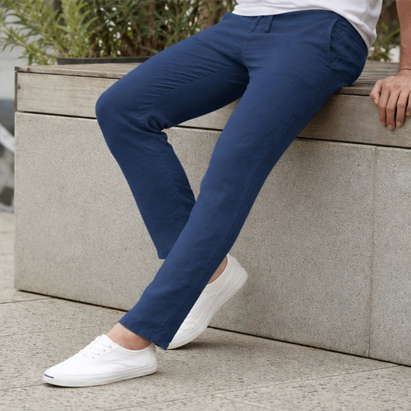 Arlington Lightweight Linen Trousers - Navy - relaxed fit - Brondals - Image 5
