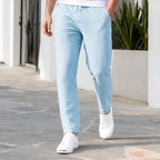 Arlington Lightweight Linen Trousers - Light Blue - cotton linen blend - Brondals - Image 4