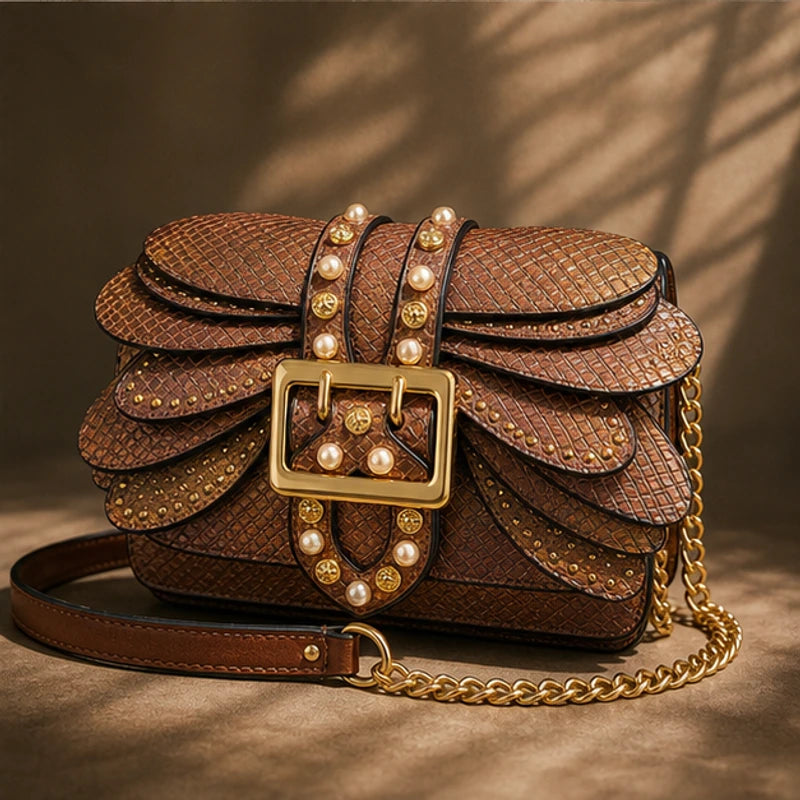 Aeshna Leather Crossbody Bag - Brown - structured bag - Brondals - Image 4