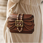 Aeshna Leather Crossbody Bag - Brown - chain strap - Brondals - Image 5