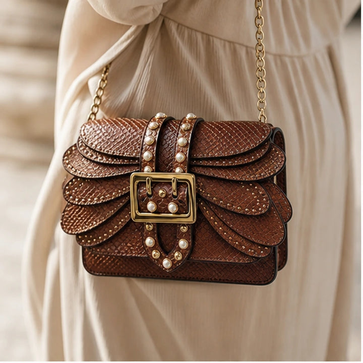 Aeshna Leather Crossbody Bag - Brown - chain strap - Brondals - Image 5