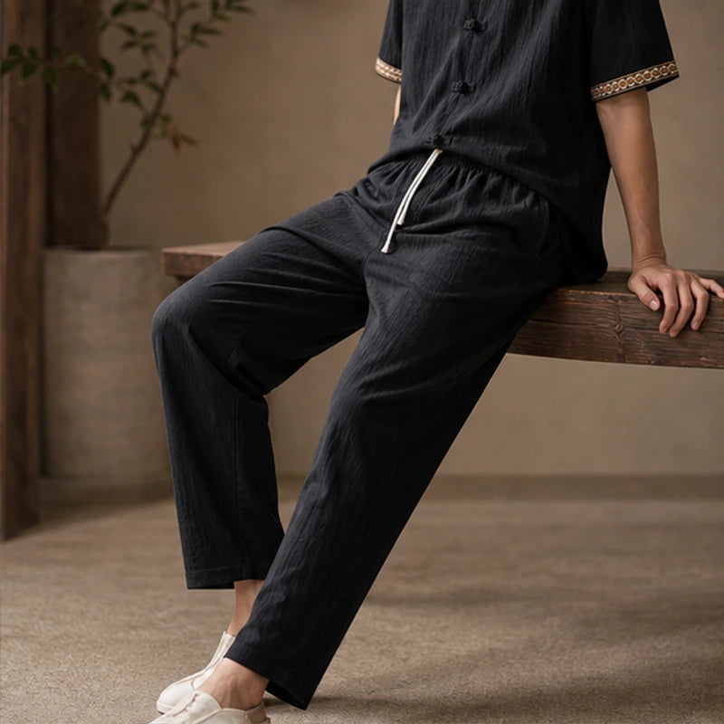 Atherton Relaxed Linen Set - Black - linen blend - Brondals - Image 3