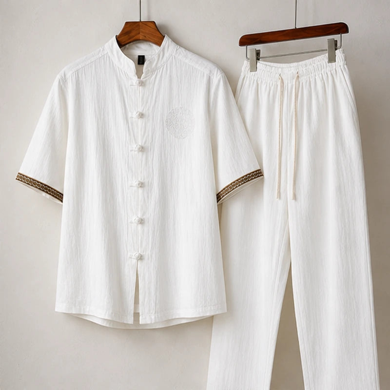 Atherton Relaxed Linen Set - White - Outfit Set - Brondals - Image 1