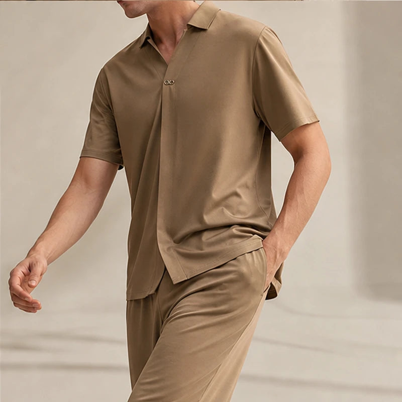 Atticus Mulberry Silk Pant Set - Brown - mulberry silk - Brondals - Image 4