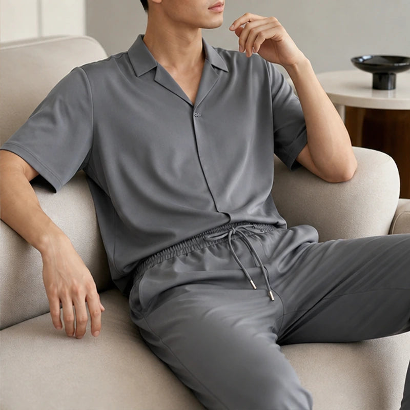 Atticus Mulberry Silk Pant Set - Gray - silk set - Brondals - Image 3
