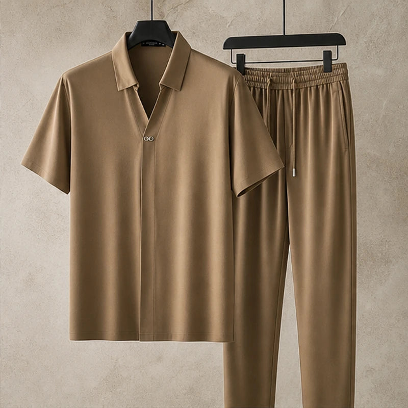 Atticus Mulberry Silk Pant Set - Brown - Outfit Set - Brondals - Image 1
