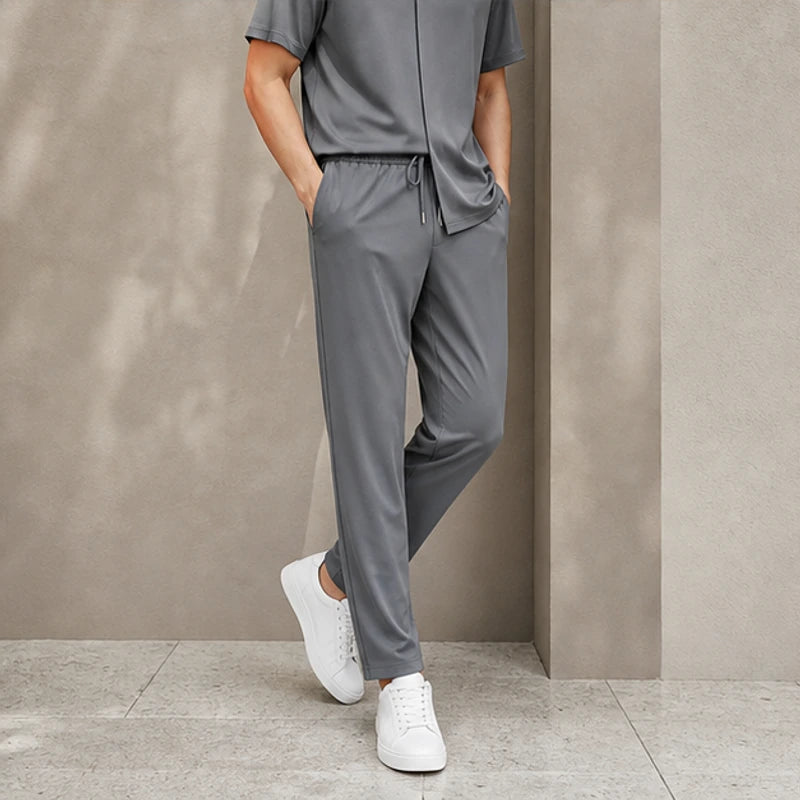Atticus Mulberry Silk Pant Set - Gray - mulberry silk - Brondals - Image 4