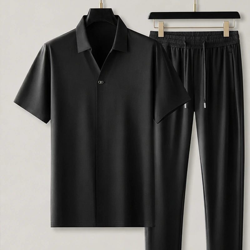 Atticus Mulberry Silk Pant Set - Black - Outfit Set - Brondals - Image 1